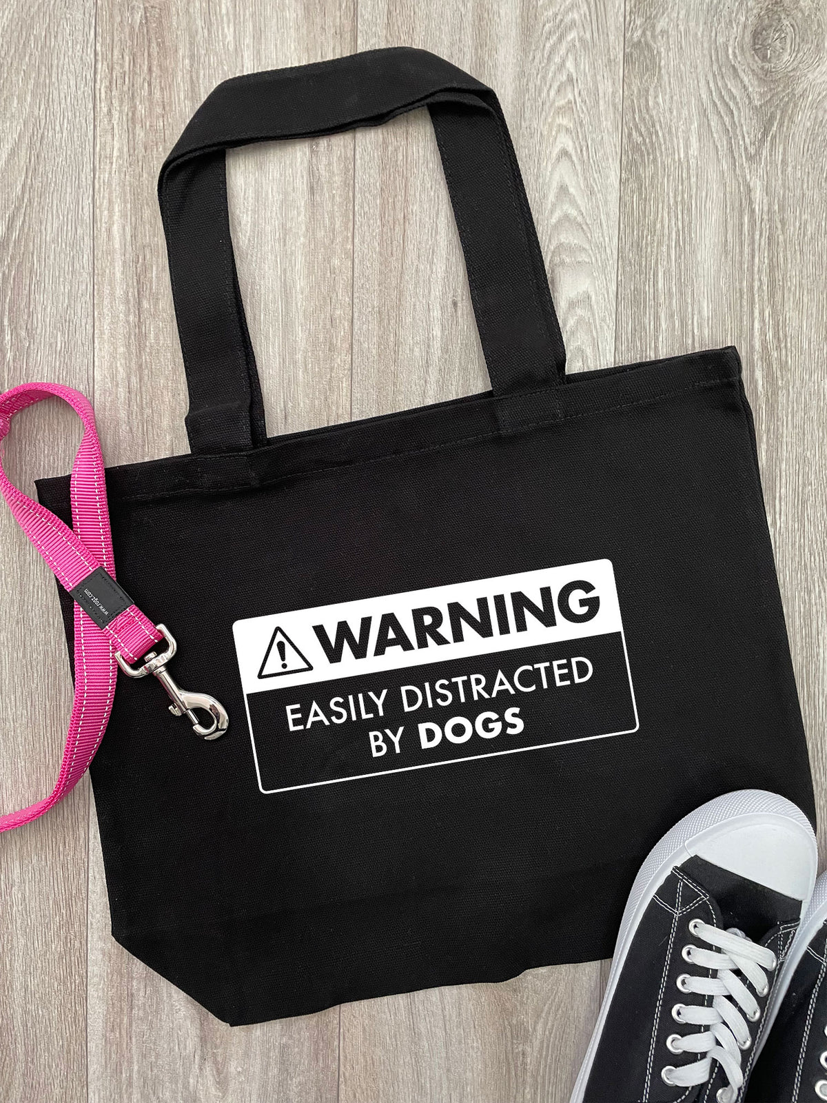 Warning Sign! Easily Distracted By... Customisable Cotton Canvas Shoulder Tote Bag