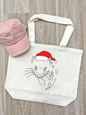 Spotted-Tailed Quoll Christmas Edition Cotton Canvas Shoulder Tote Bag