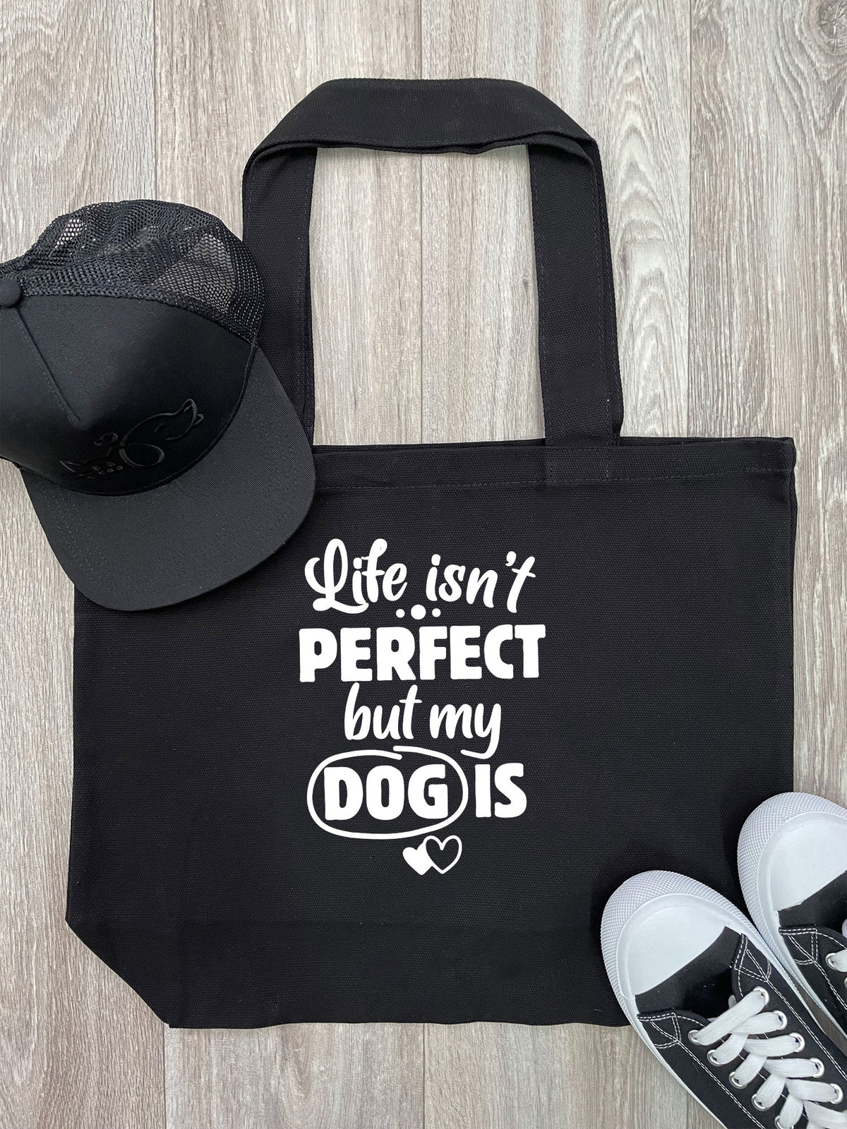 Life Isn&#39;t Perfect, But My Dog Is Cotton Canvas Shoulder Tote Bag