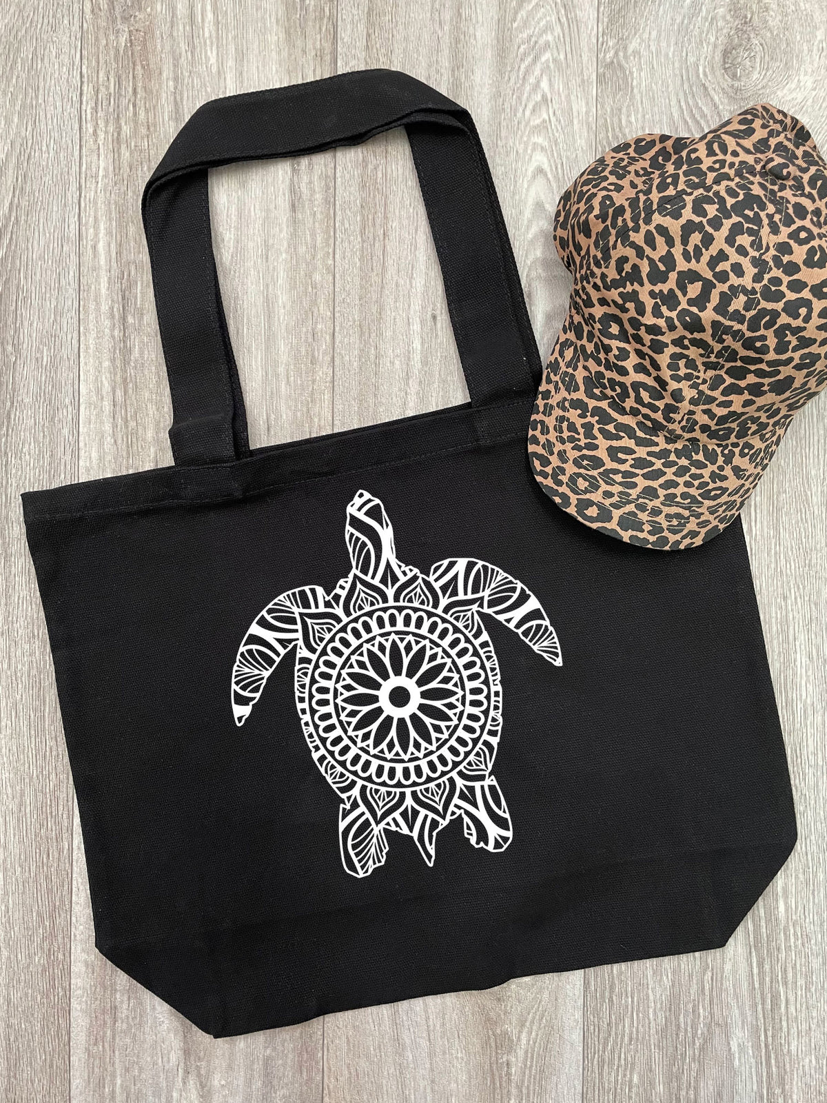 Turtle Mandala Cotton Canvas Shoulder Tote Bag