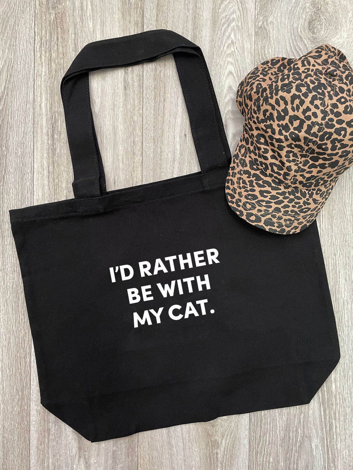 I&#39;d Rather Be With My Cat. Cotton Canvas Shoulder Tote Bag