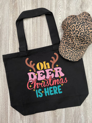 Oh Deer. Christmas Is Here Cotton Canvas Shoulder Tote Bag