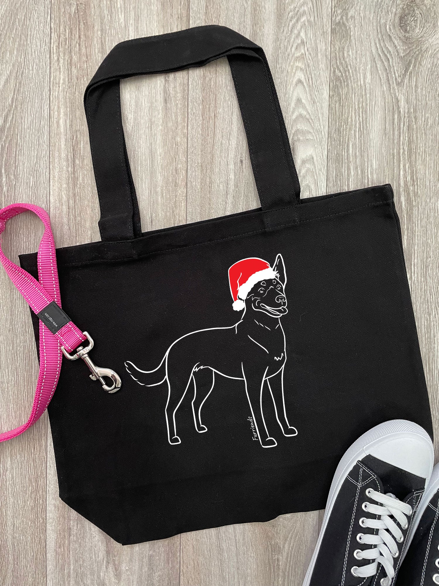 Kelpie Christmas Edition Cotton Canvas Shoulder Tote Bag