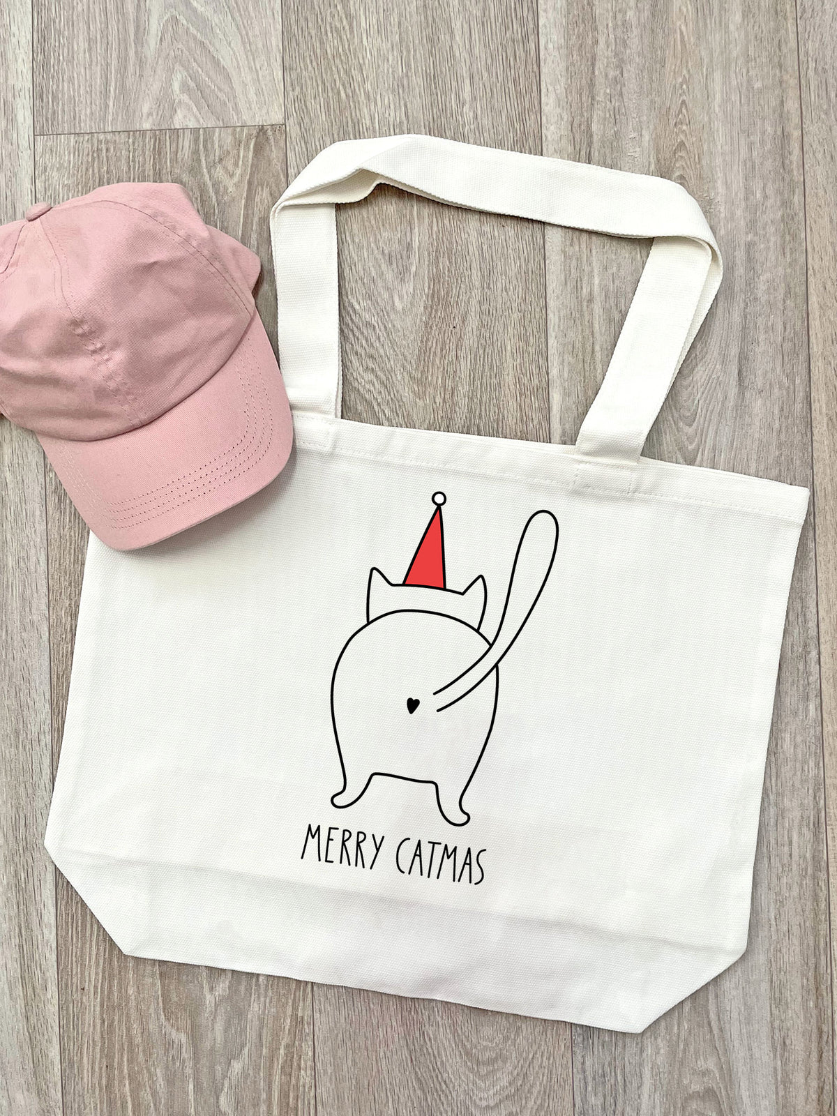 Catmas Greetings Cotton Canvas Shoulder Tote Bag