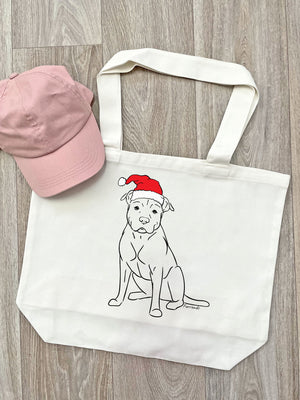 American Staffordshire Terrier Christmas Edition Cotton Canvas Shoulder Tote Bag