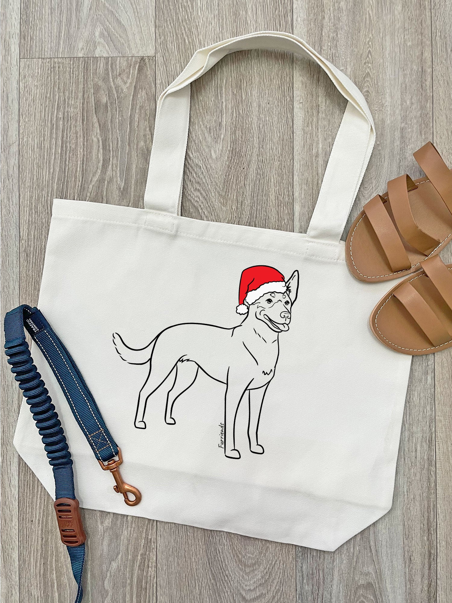 Kelpie Christmas Edition Cotton Canvas Shoulder Tote Bag