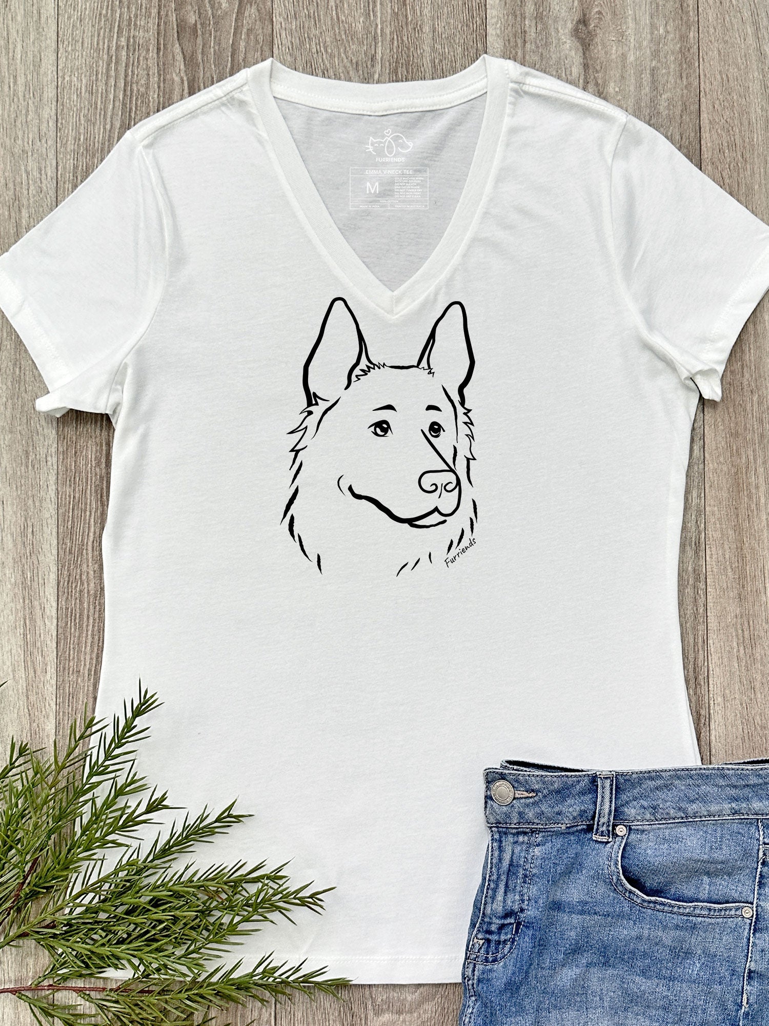 German Shepherd Emma V-Neck Tee