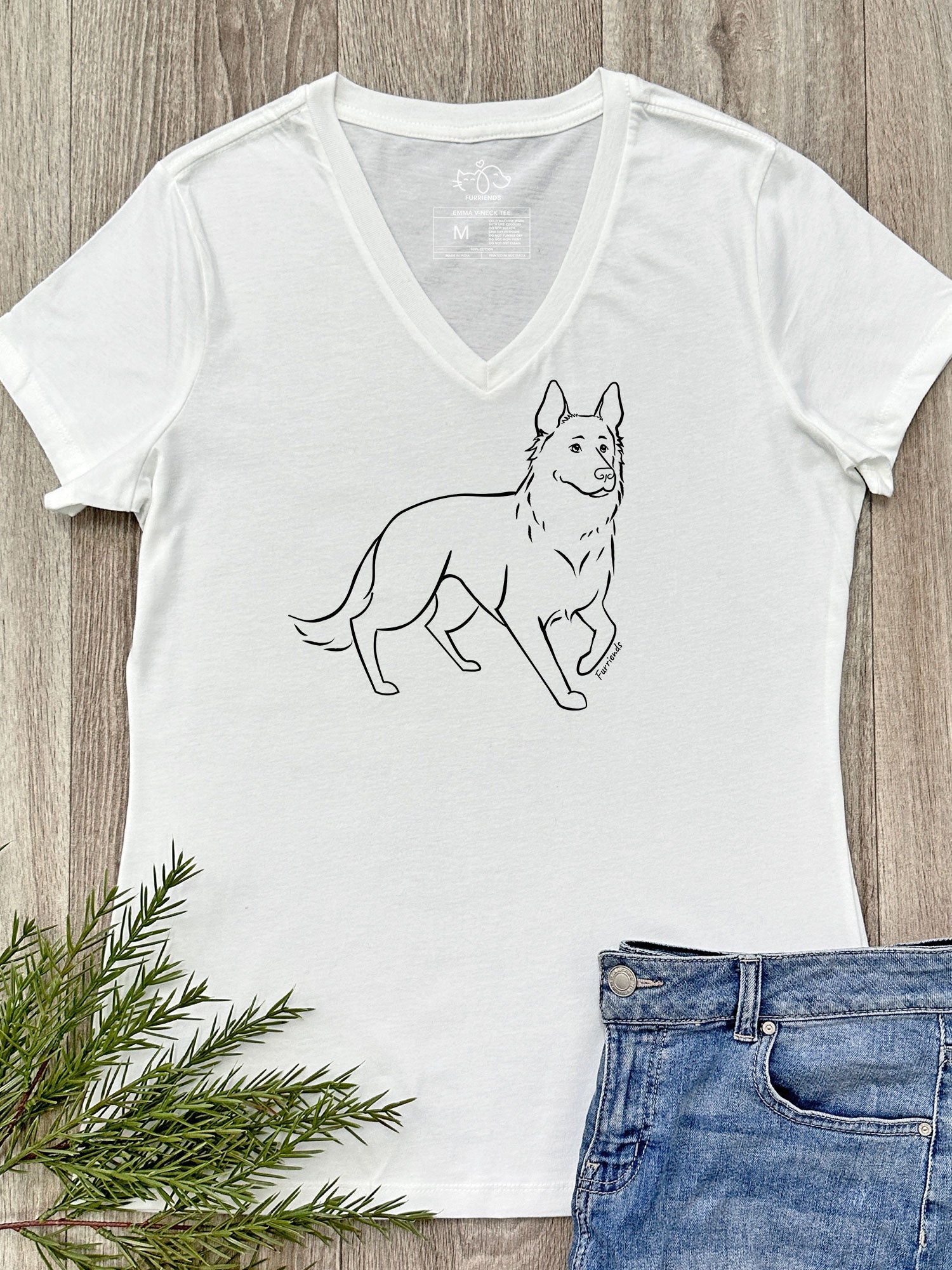 German Shepherd Emma V-Neck Tee