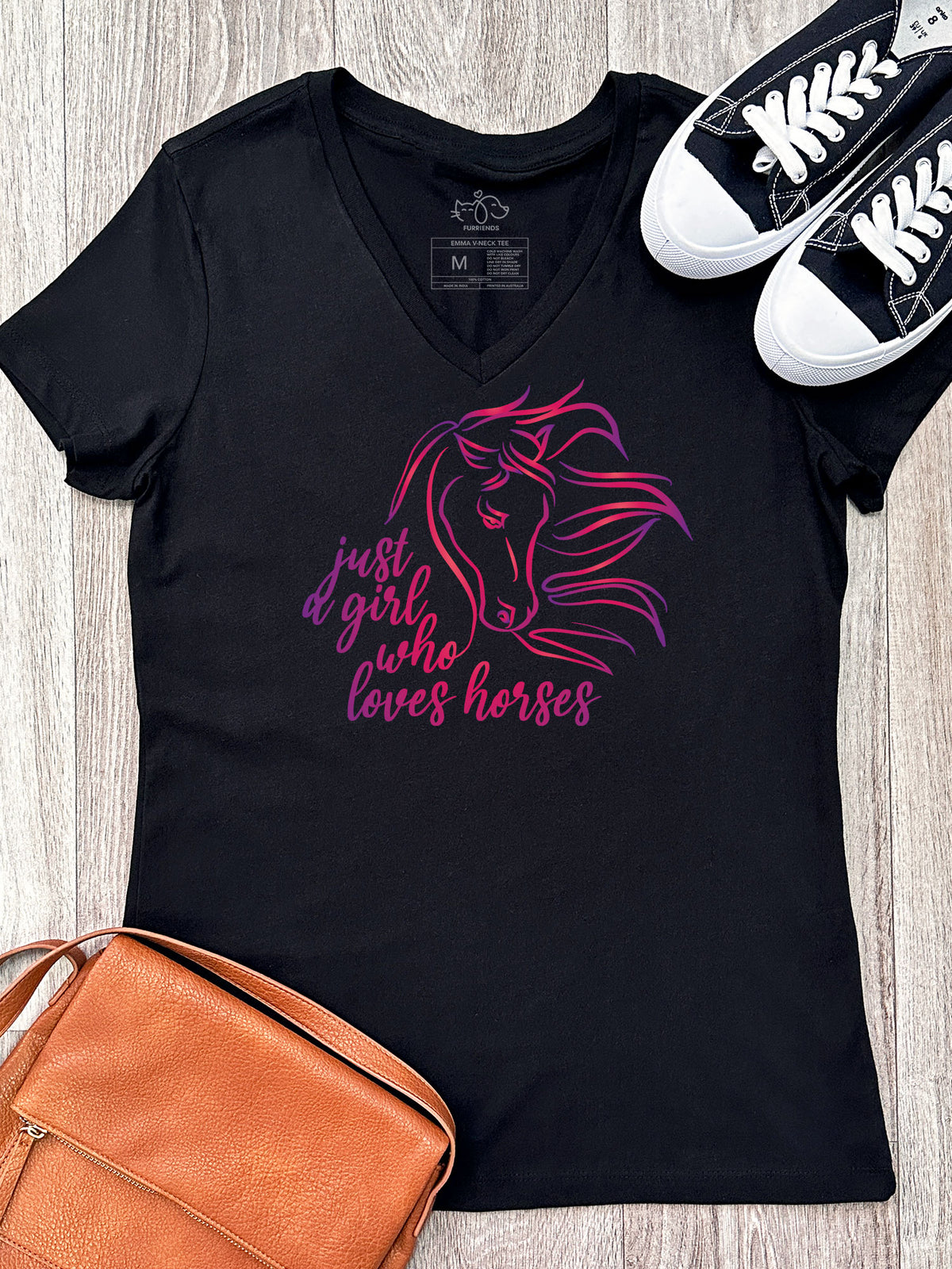 Just A Girl Who Loves Horses Emma V-Neck Tee