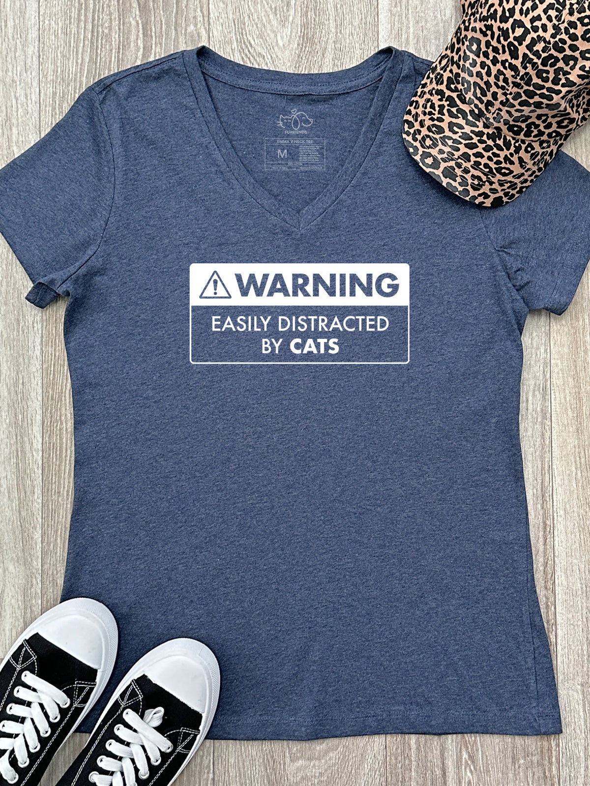 Warning Sign! Easily Distracted By... Customisable Emma V-Neck Tee