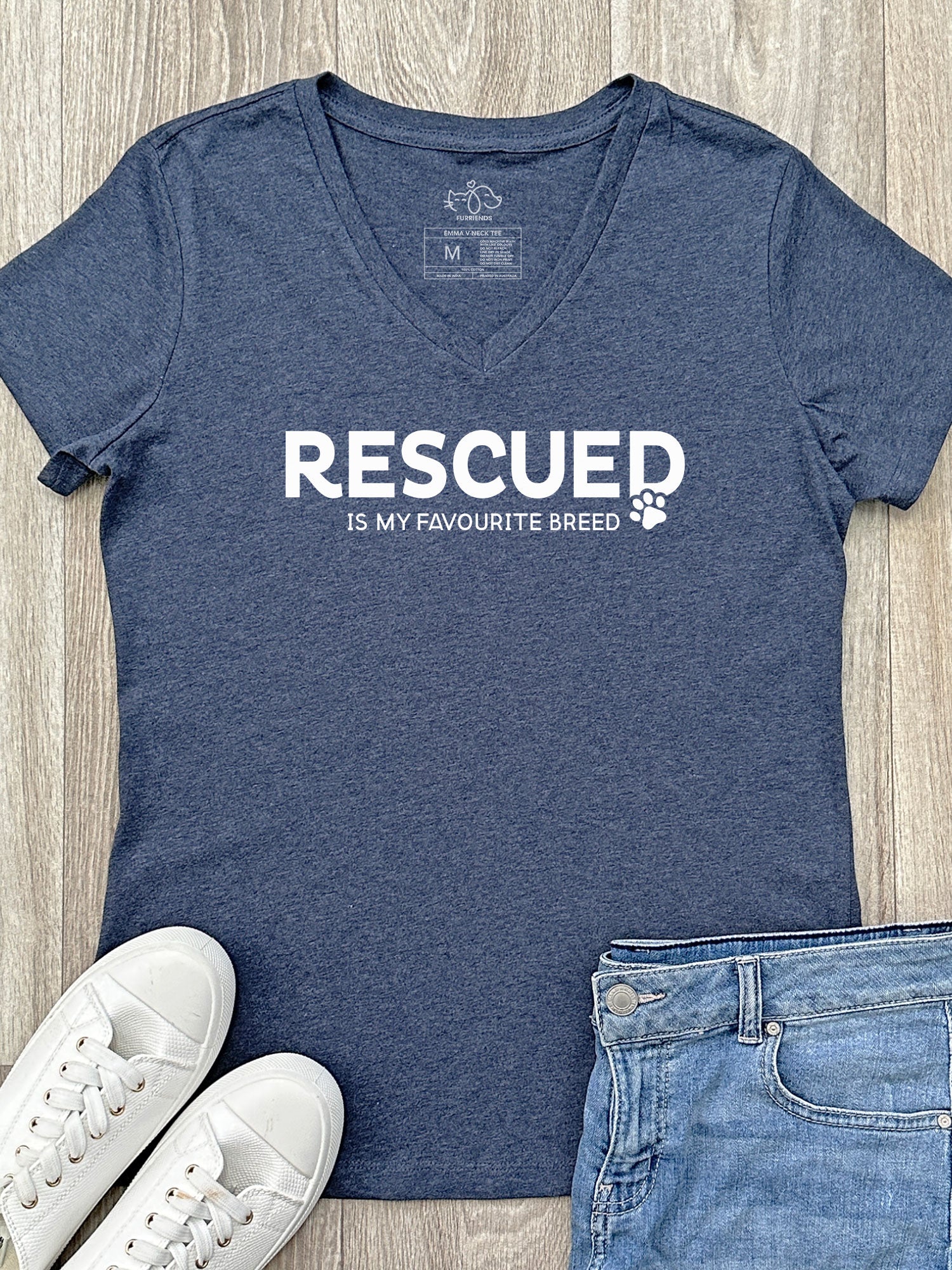 Rescued Is My Favourite Breed Emma V-Neck Tee