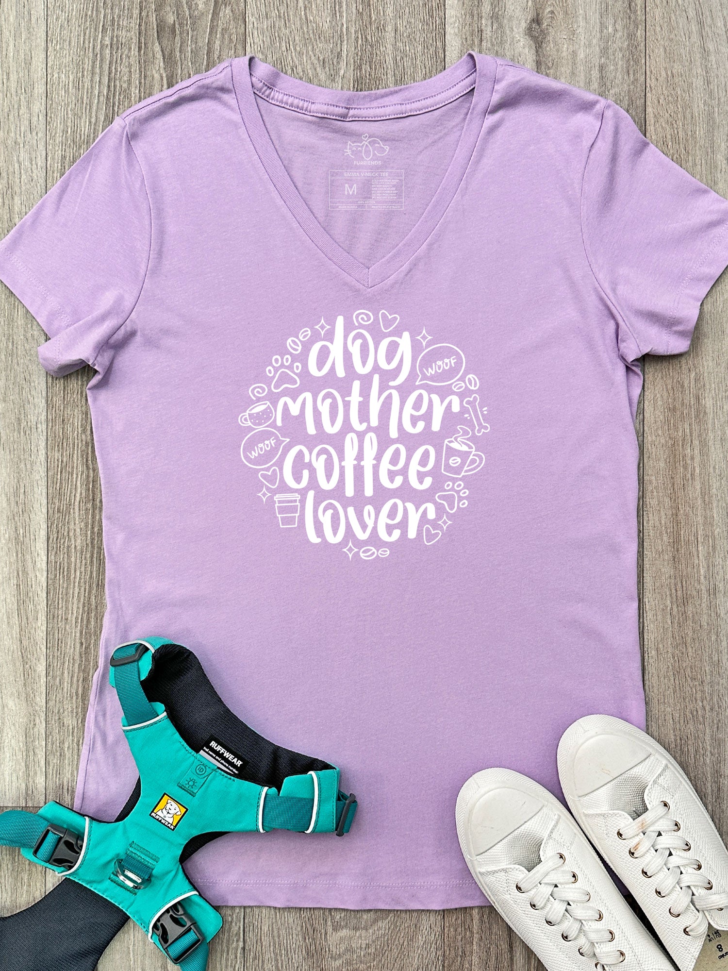 Dog Mother Coffee Lover Emma V-Neck Tee