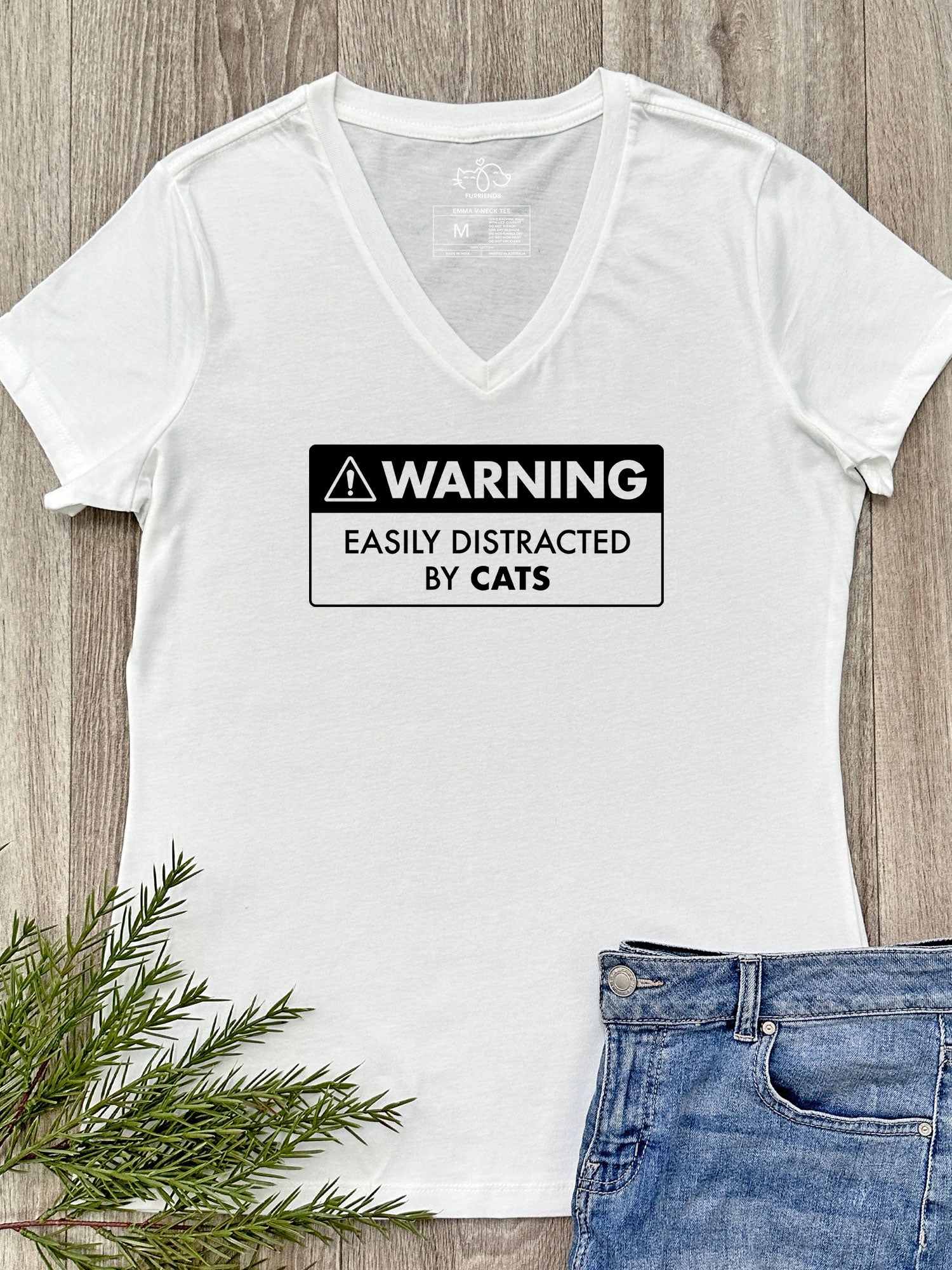 Warning Sign! Easily Distracted By... Customisable Emma V-Neck Tee