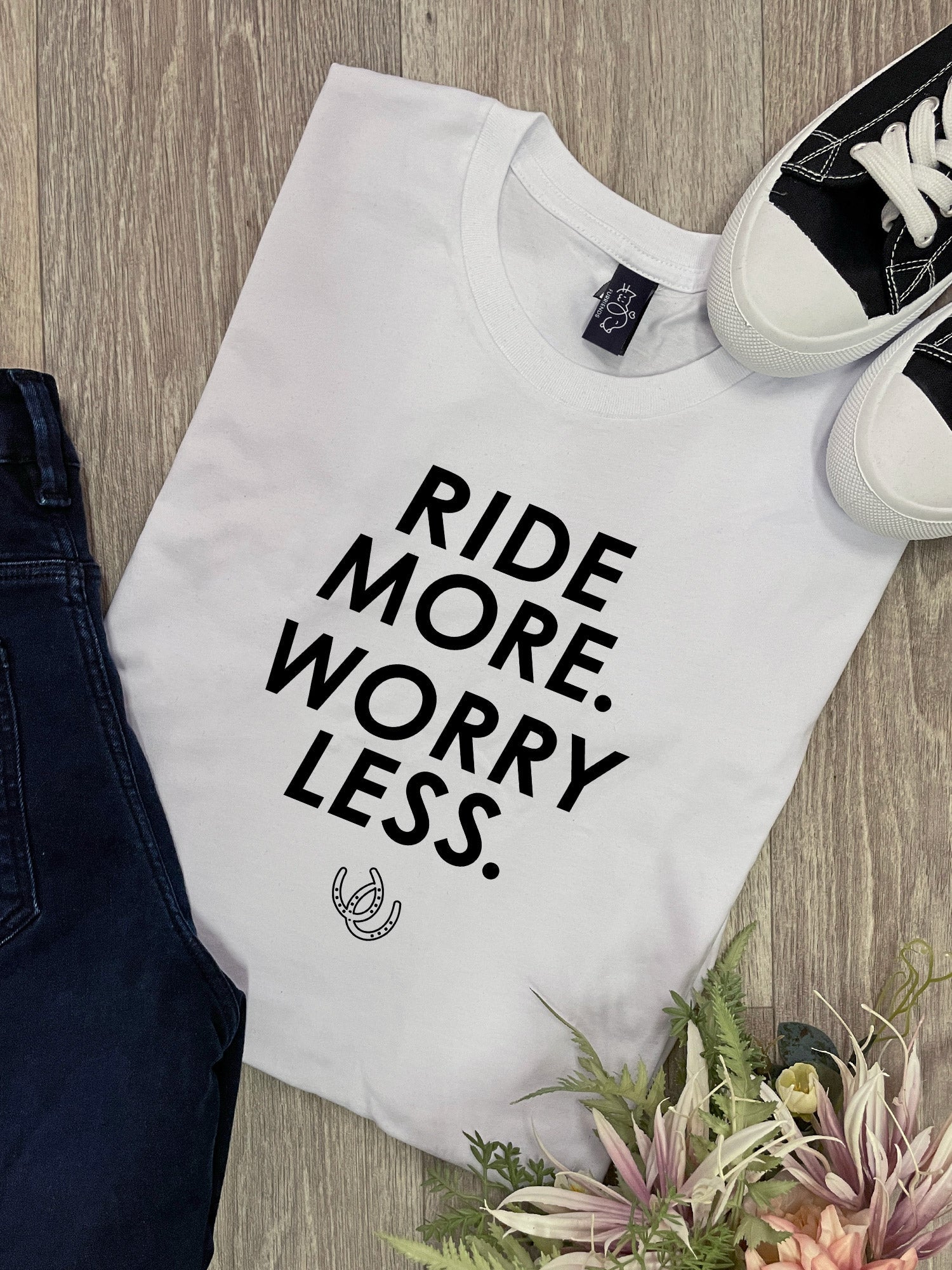 Ride More Worry Less Ava (Size XS, Black) Women's Regular Fit Tee ***SALE***