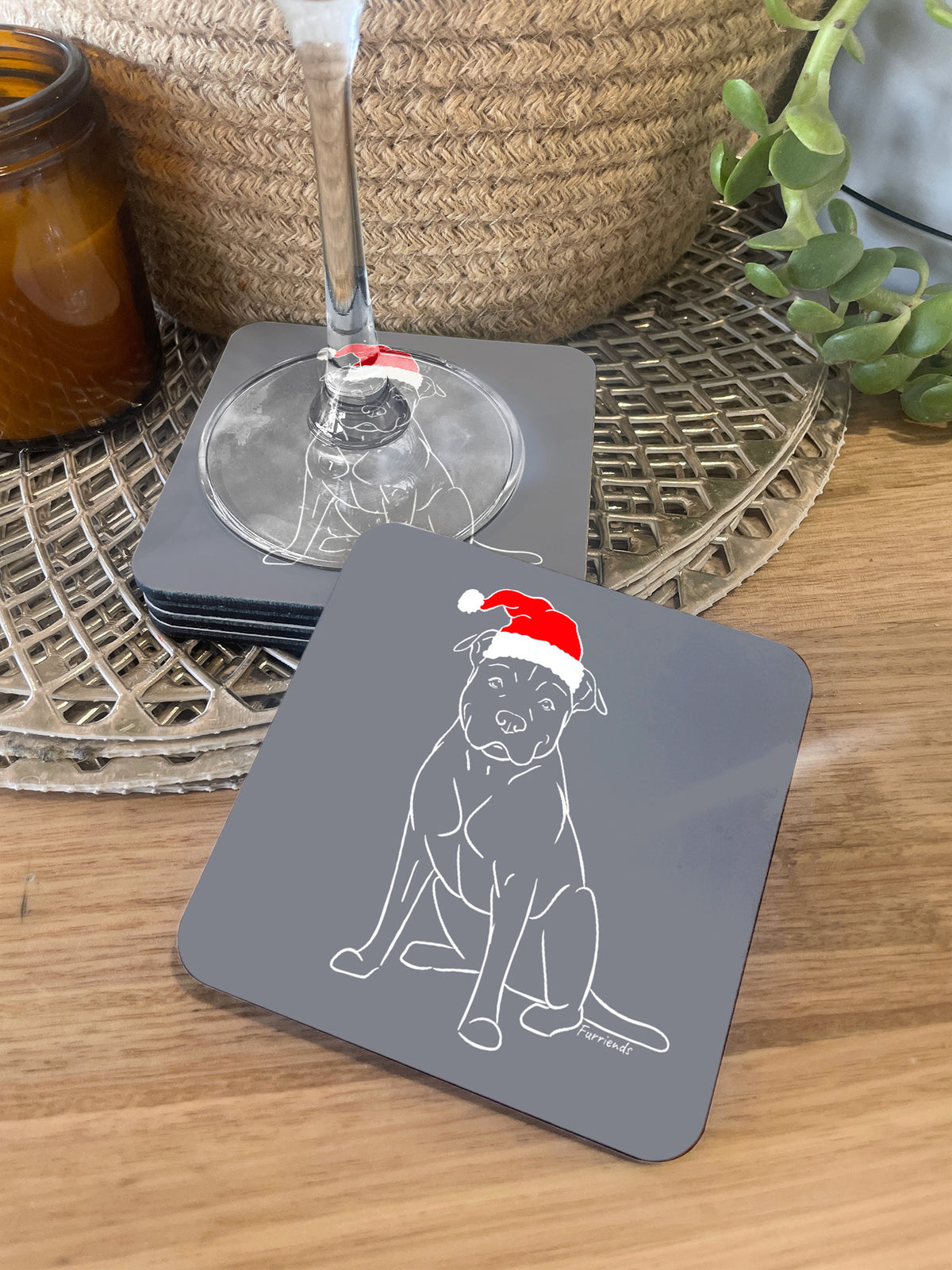 American Staffordshire Terrier Christmas Edition Coaster