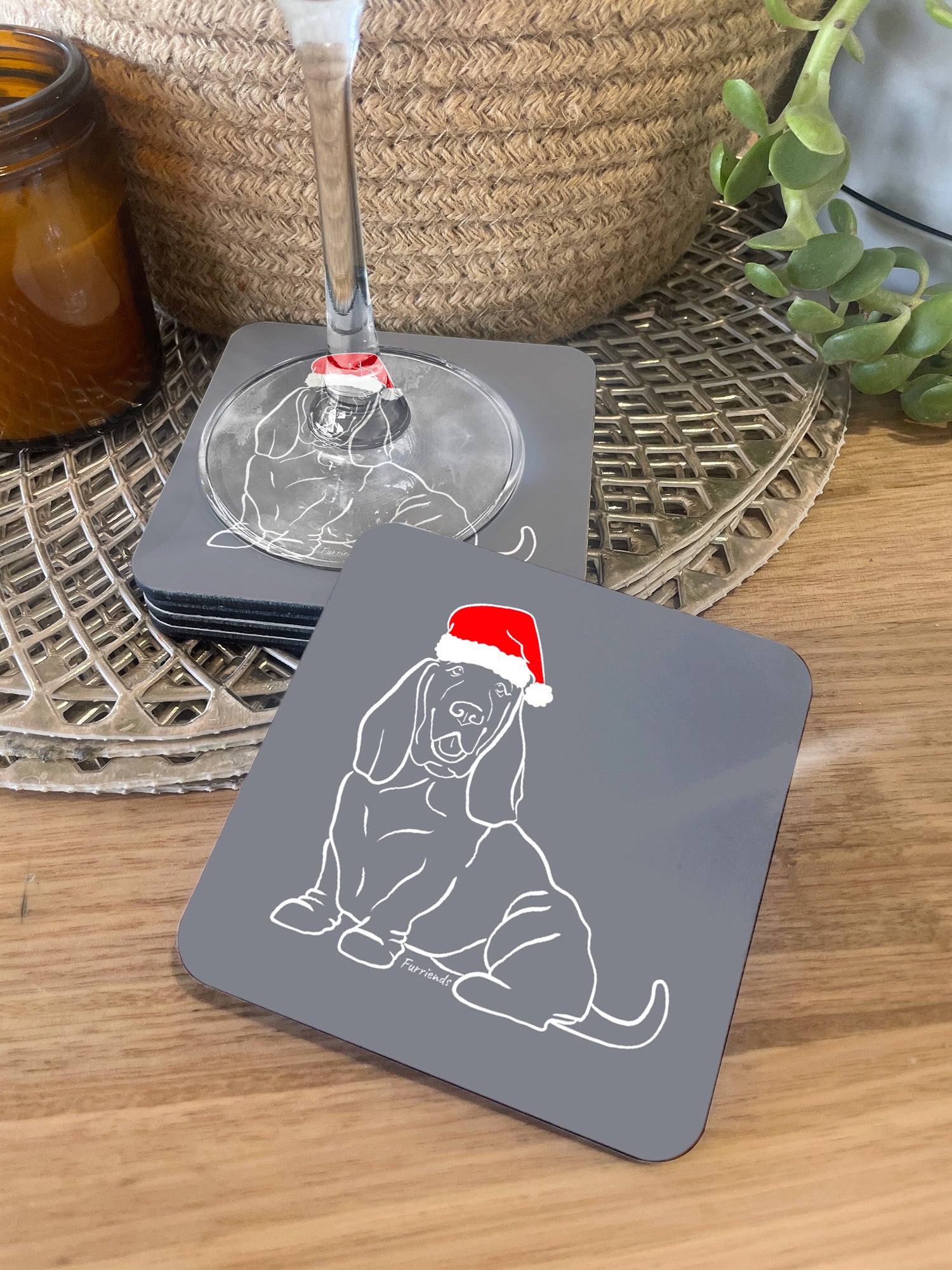 Basset Hound Christmas Edition Coaster