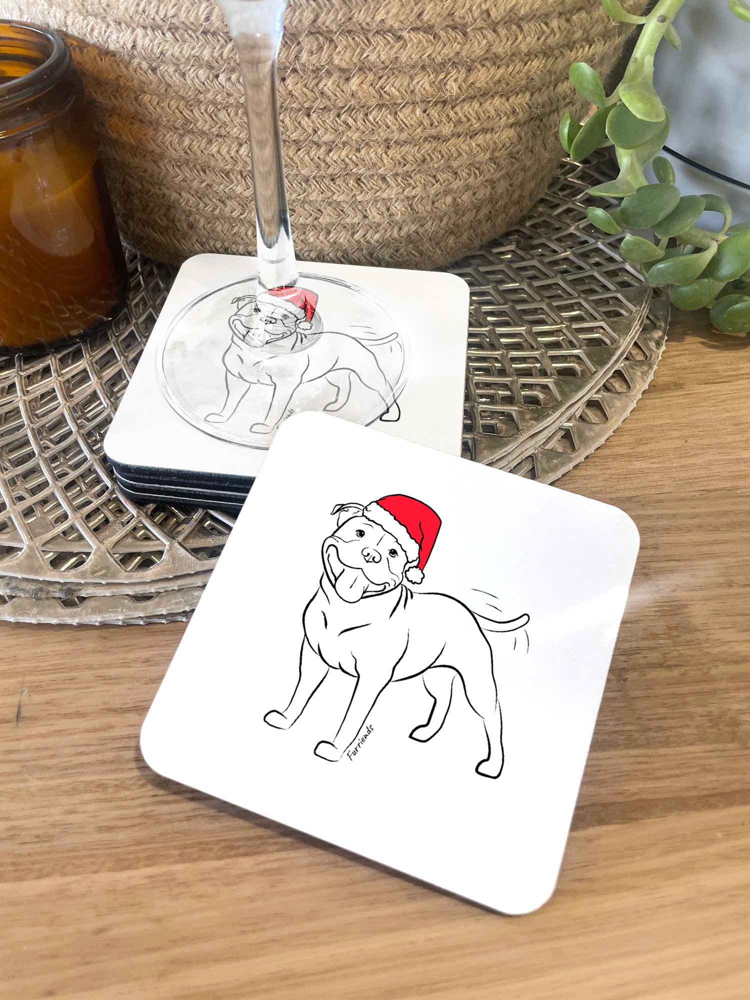 Staffordshire Bull Terrier Christmas Edition Coaster