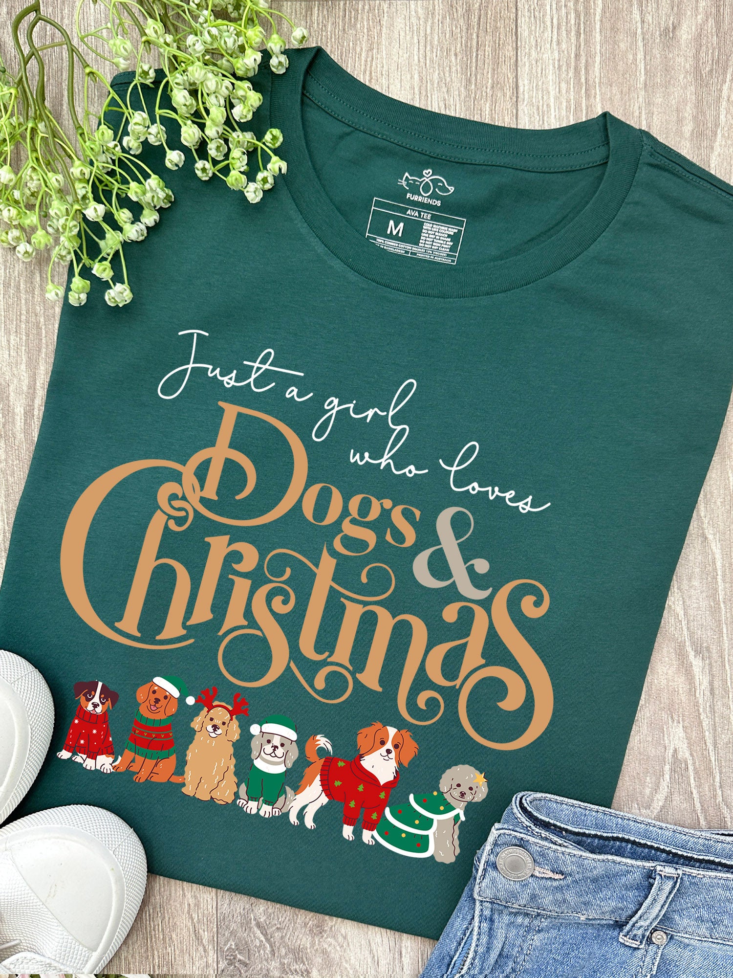 Just A Girl Who Loves Dogs & Christmas Ava Women's Regular Fit Tee