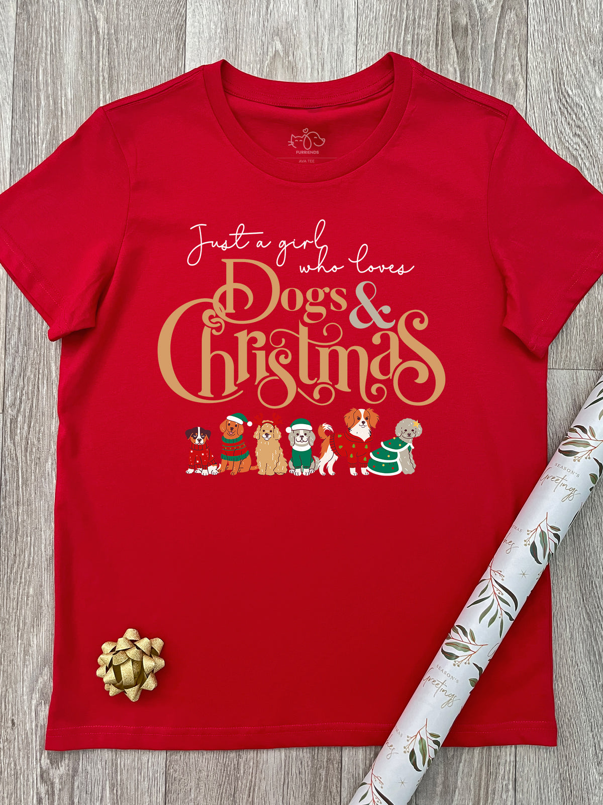 Just A Girl Who Loves Dogs &amp; Christmas Ava Women&#39;s Regular Fit Tee