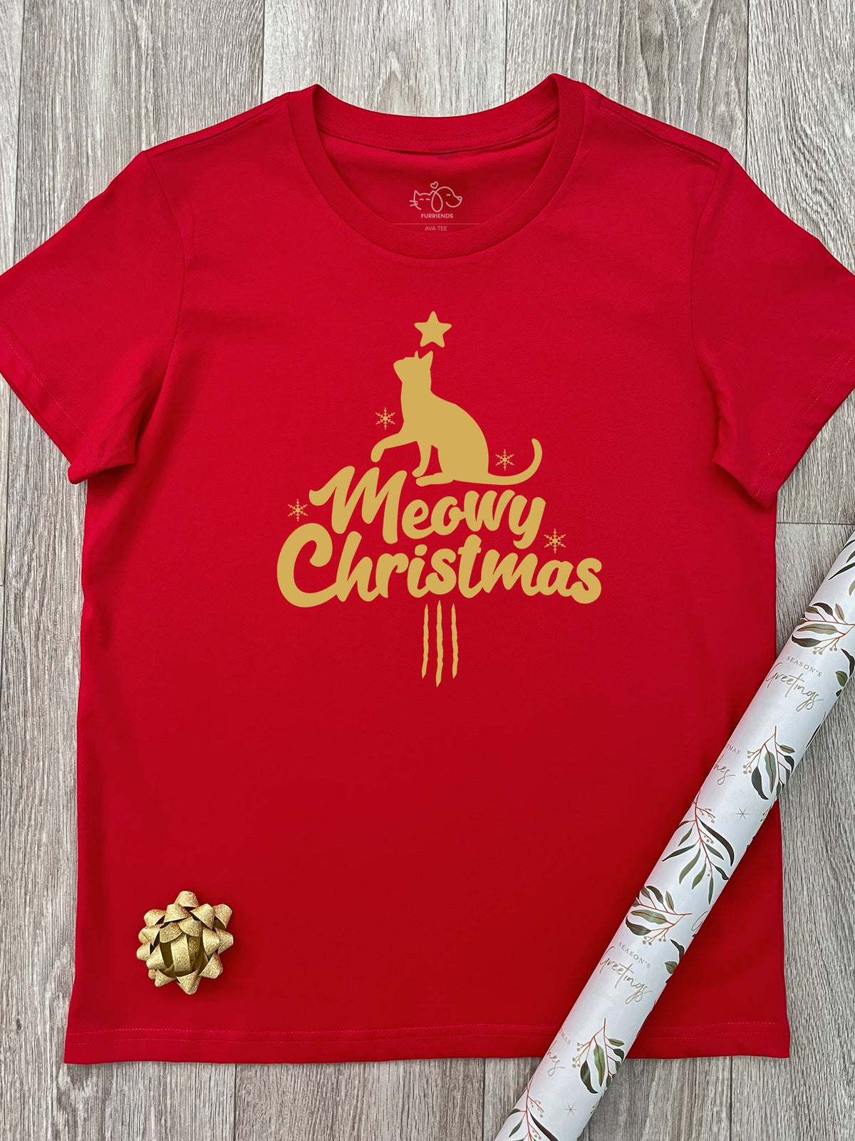 Meowy Christmas Ava Women&#39;s Regular Fit Tee (SIZE 2XL, Red) ***SALE***