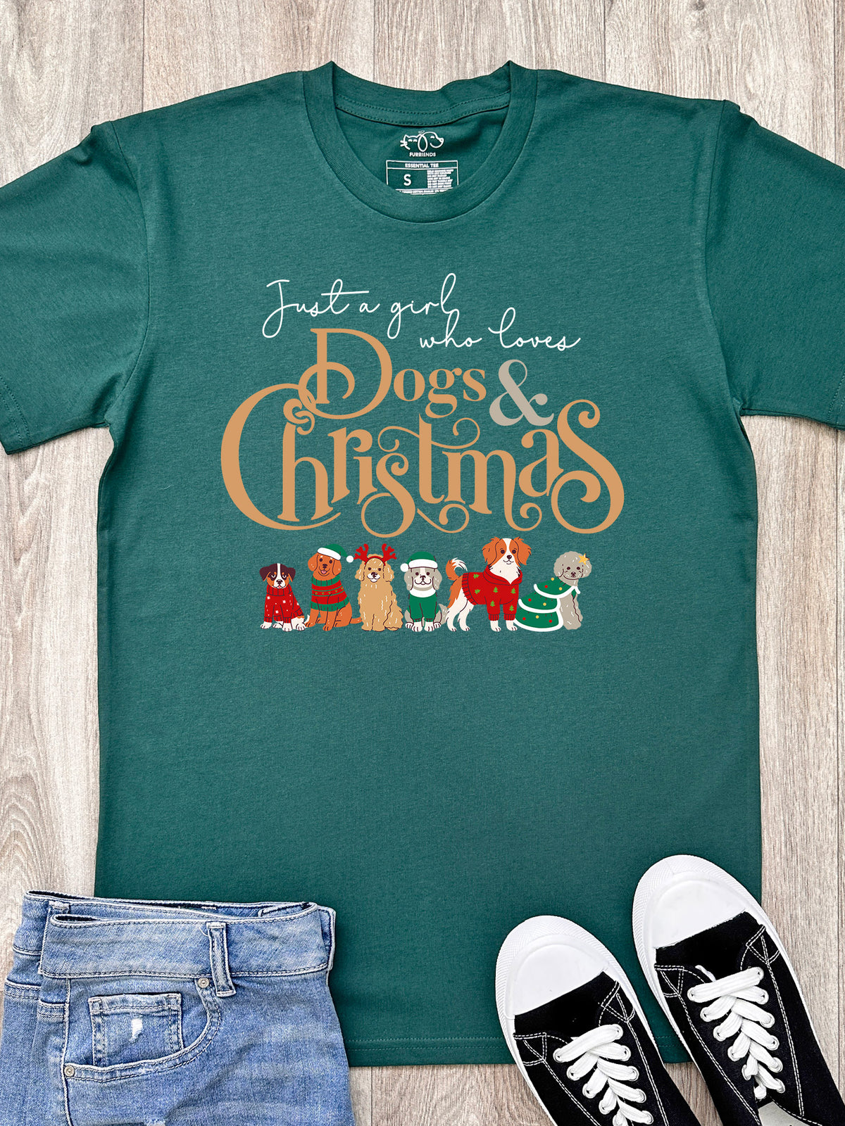 Just A Girl Who Loves Dogs &amp; Christmas Essential Unisex Tee