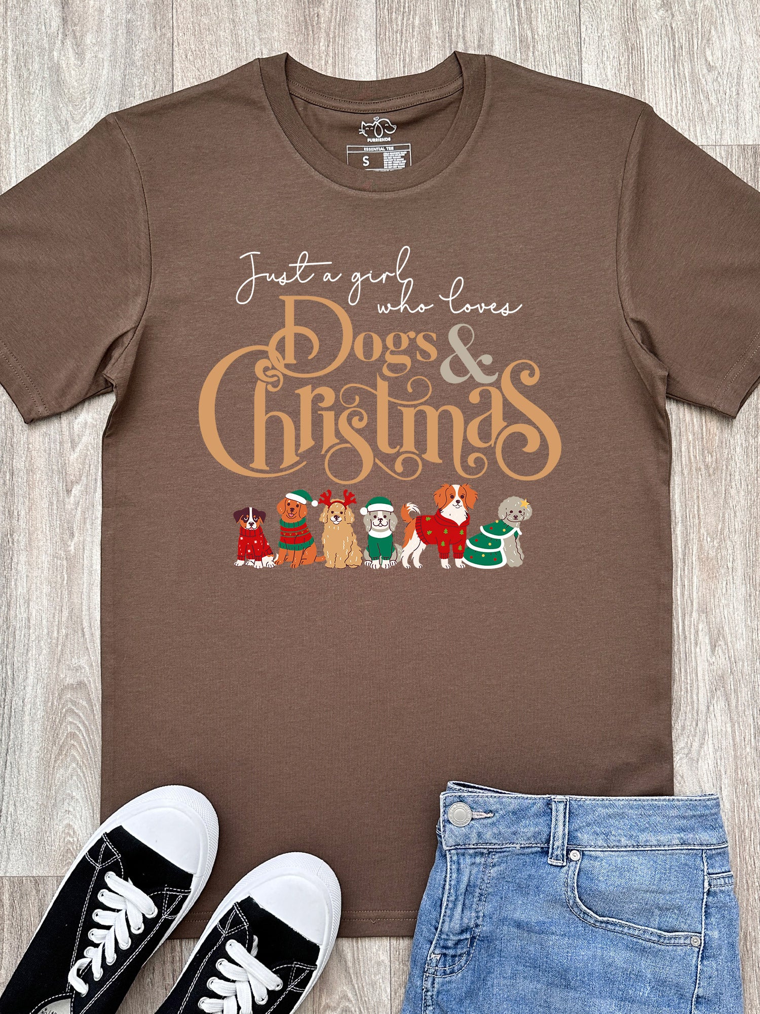 Just A Girl Who Loves Dogs & Christmas Essential Unisex Tee