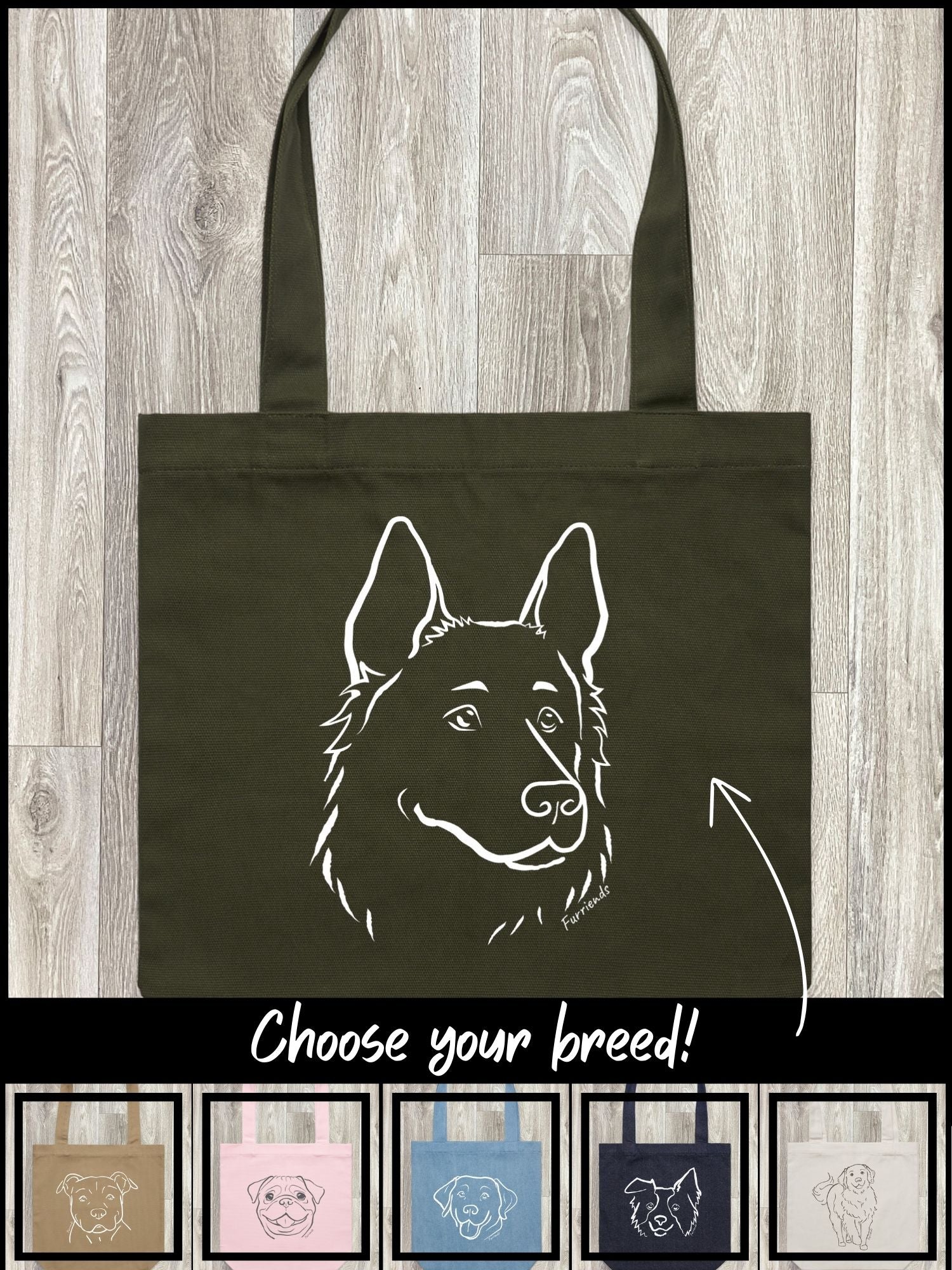 Dog Breed Edith Tote Bag (Customisable)