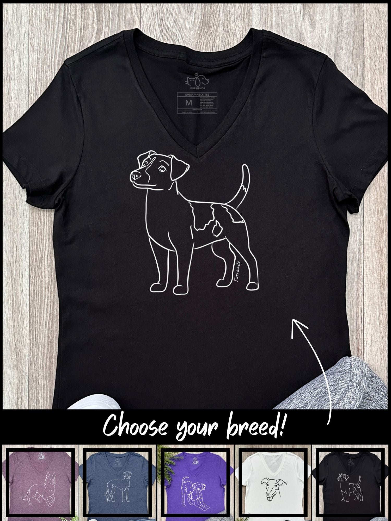 Dog Breed Emma V-Neck Tee (Customisable)