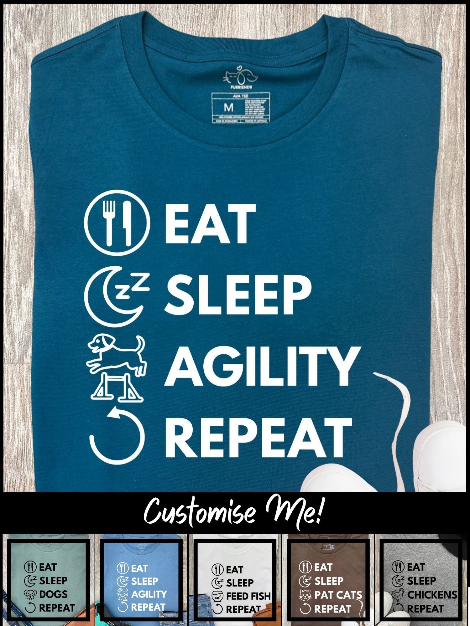 Eat. Sleep. Repeat. Ava Women's Regular Fit Tee (Customisable)