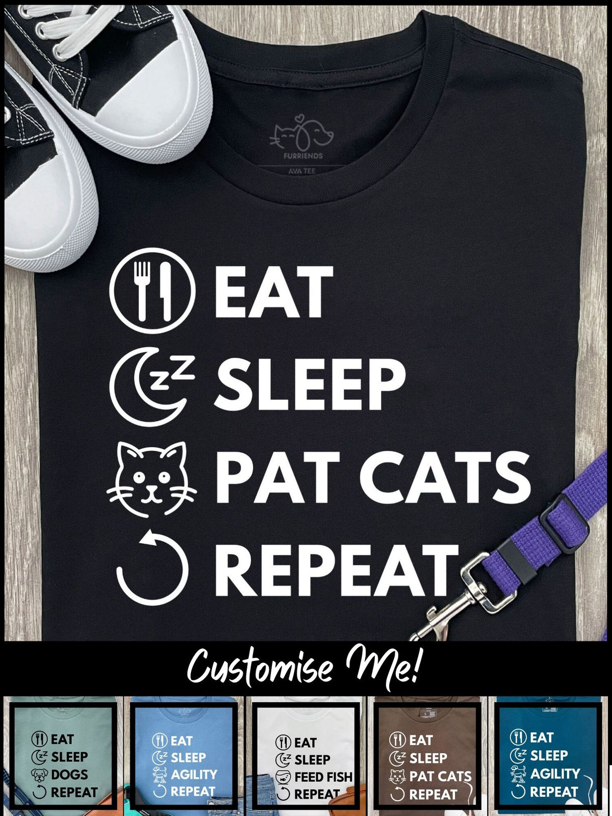 Eat. Sleep. Repeat. Ava Women&#39;s Regular Fit Tee (Customisable)