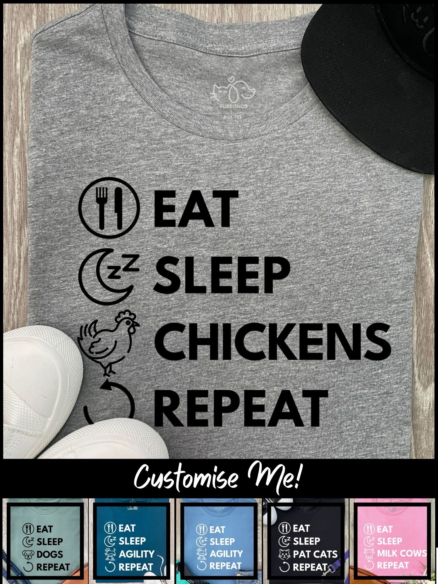 Eat. Sleep. Repeat. Ava Women's Regular Fit Tee (Customisable)