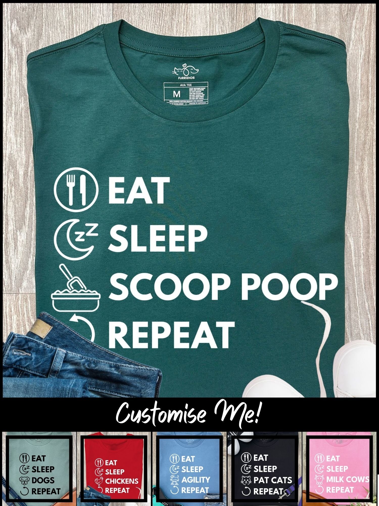 Eat. Sleep. Repeat. Ava Women's Regular Fit Tee (Customisable)