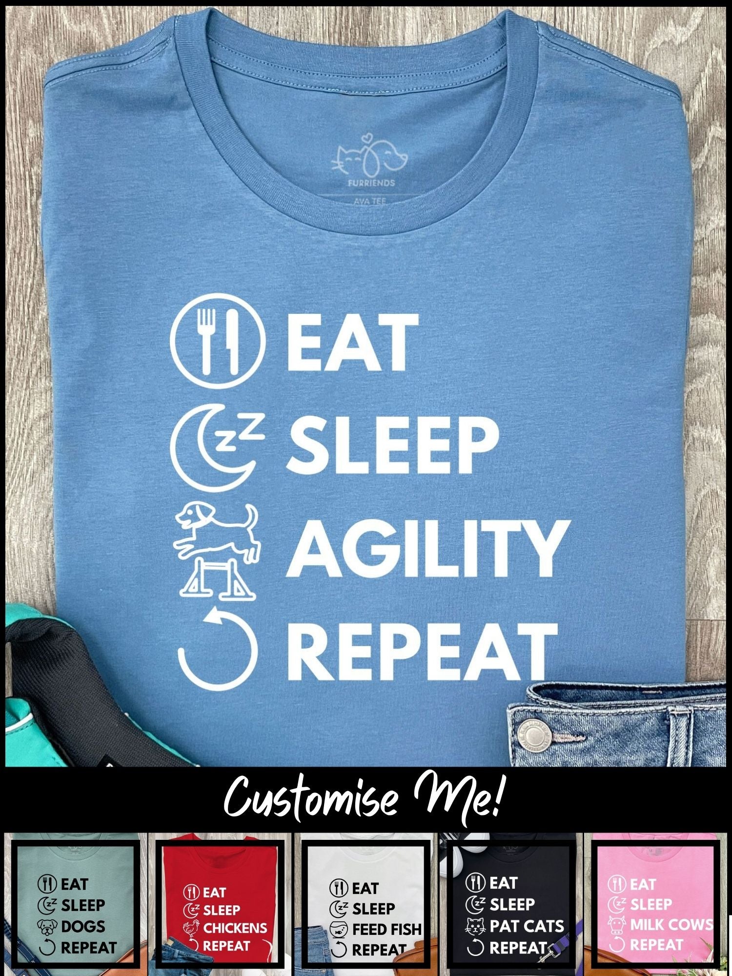 Eat. Sleep. Repeat. Ava Women's Regular Fit Tee (Customisable)