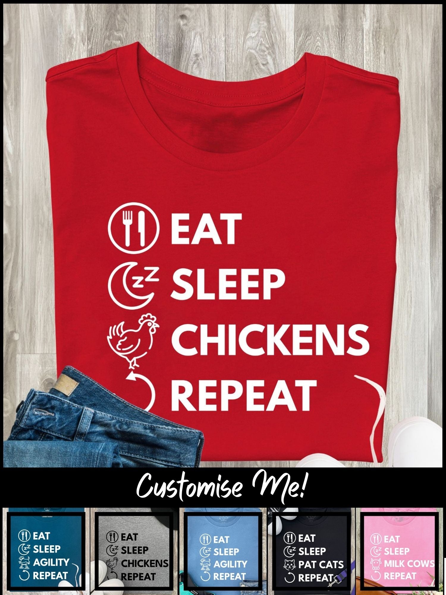 Eat. Sleep. Repeat. Ava Women's Regular Fit Tee (Customisable)