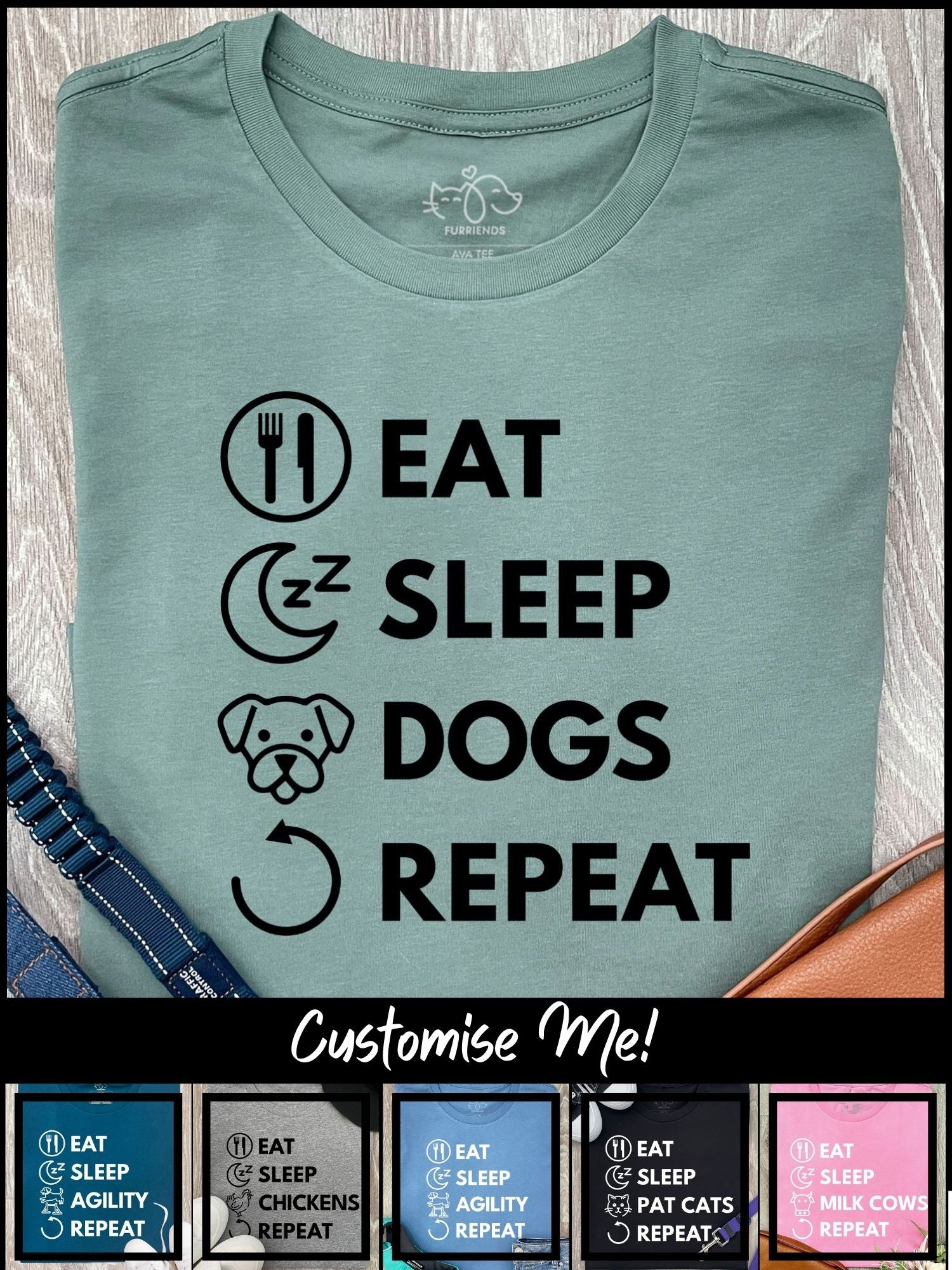 Eat. Sleep. Repeat. Ava Women's Regular Fit Tee (Customisable)