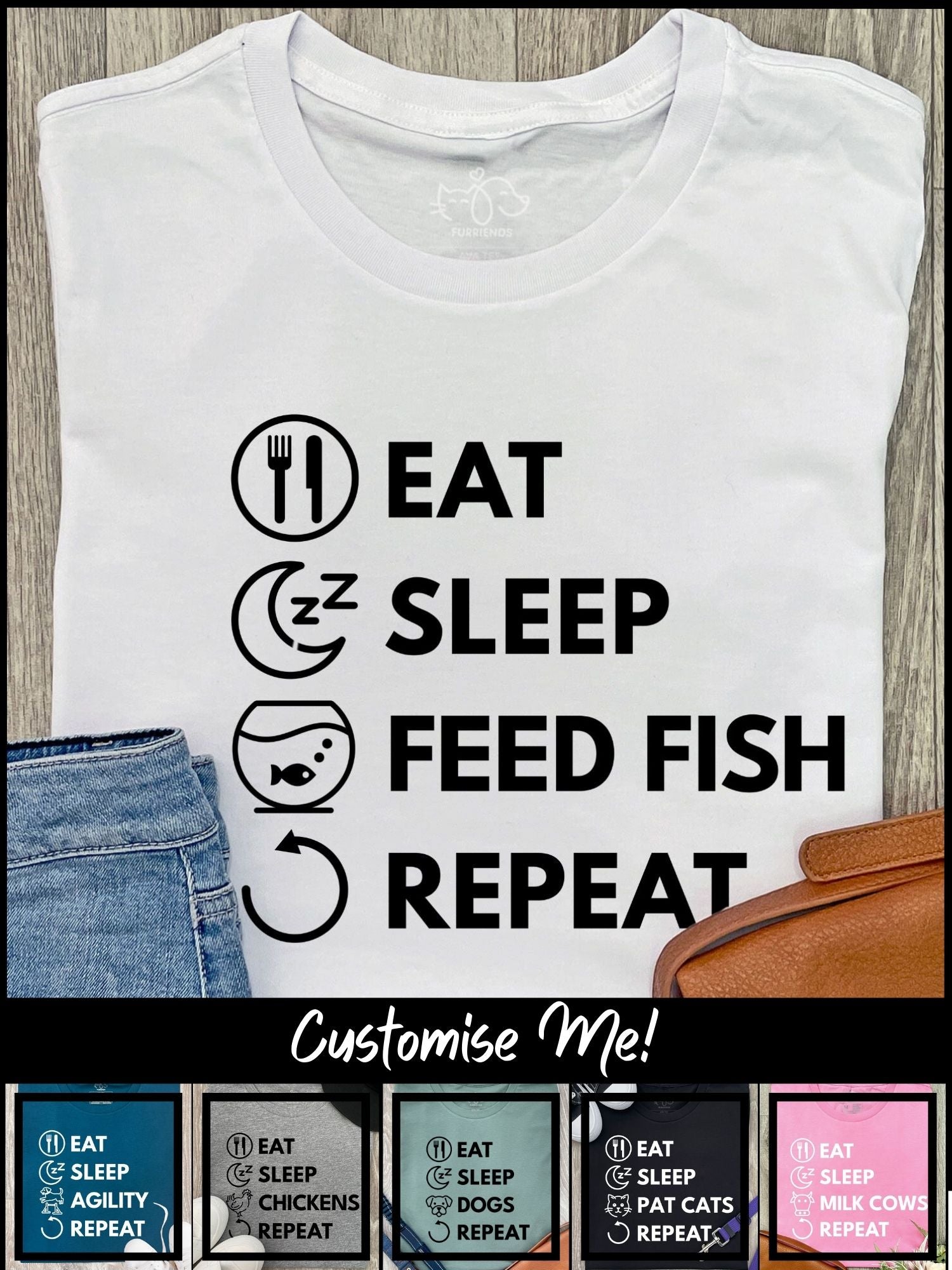 Eat. Sleep. Repeat. Ava Women's Regular Fit Tee (Customisable)