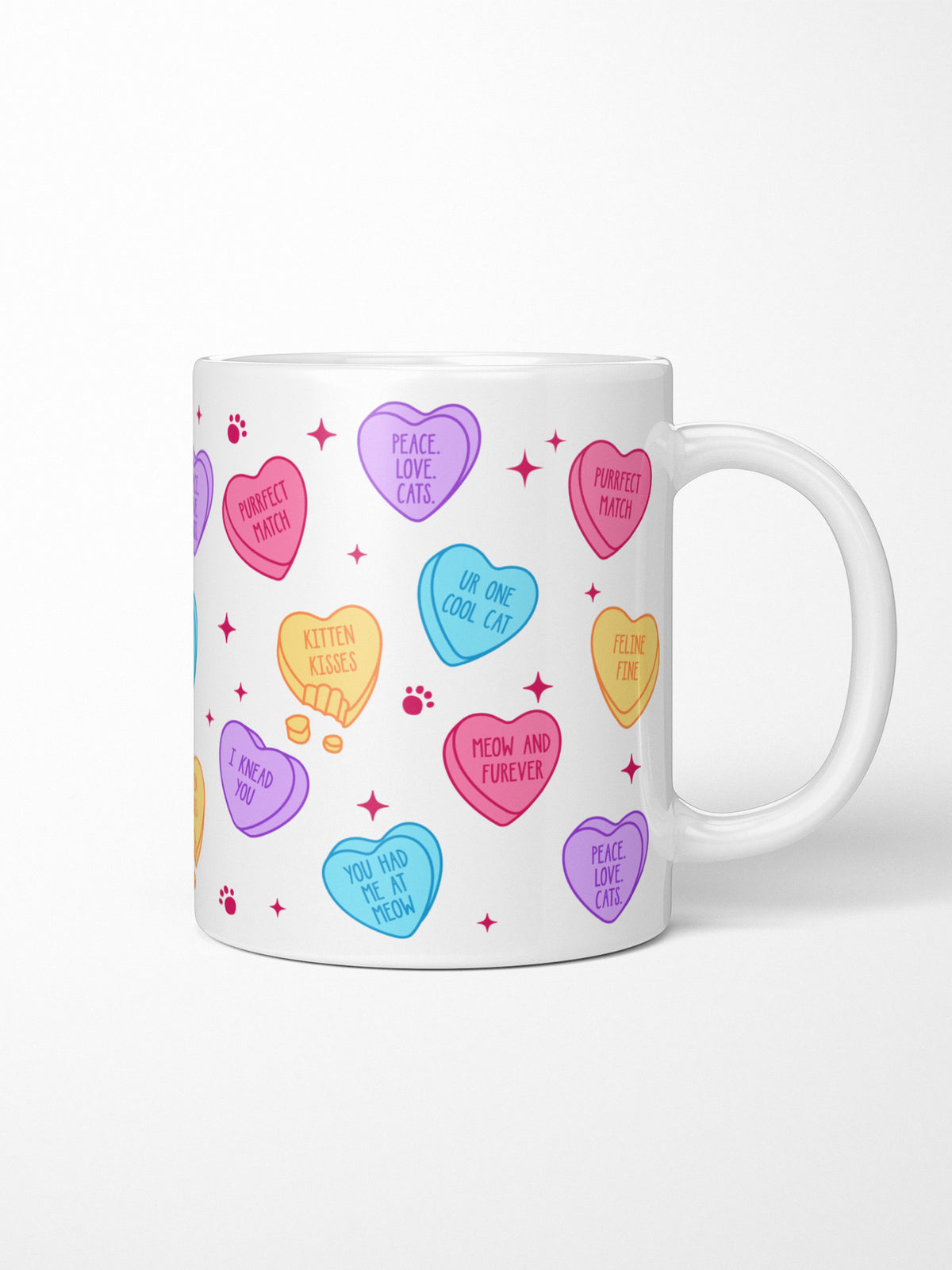 Candy Hearts - Cat Ceramic Mug