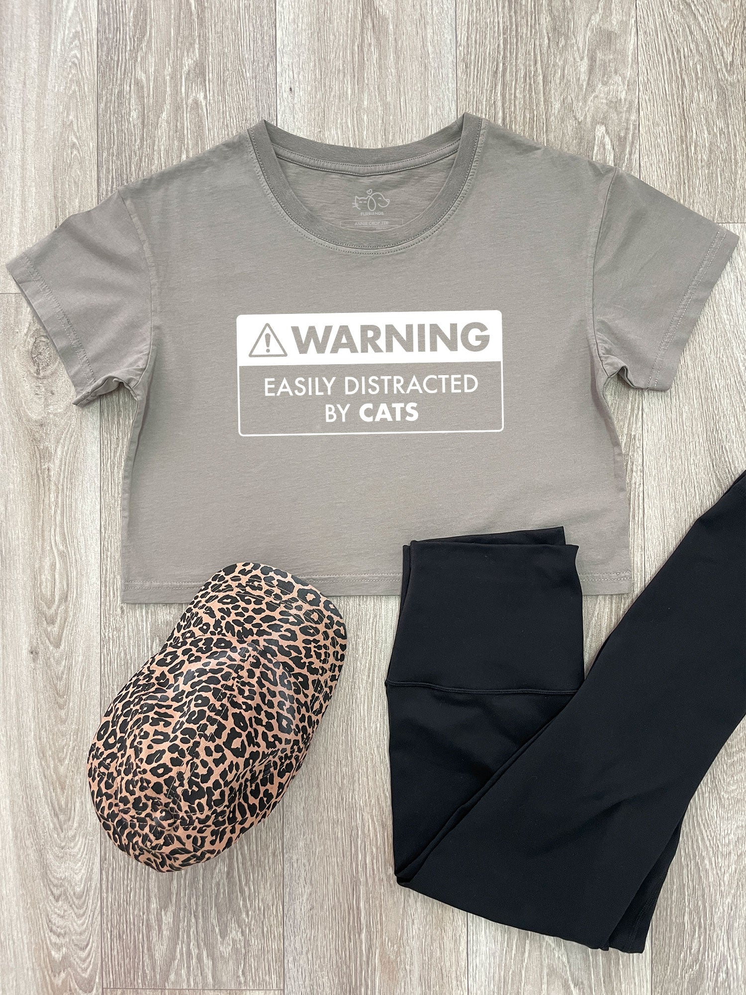 Warning Sign! Easily Distracted By Cats Annie Crop Tee