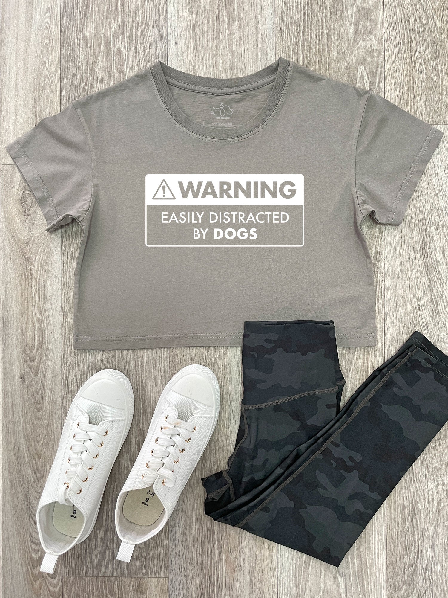 Warning Sign! Easily Distracted By Dogs Annie Crop Tee