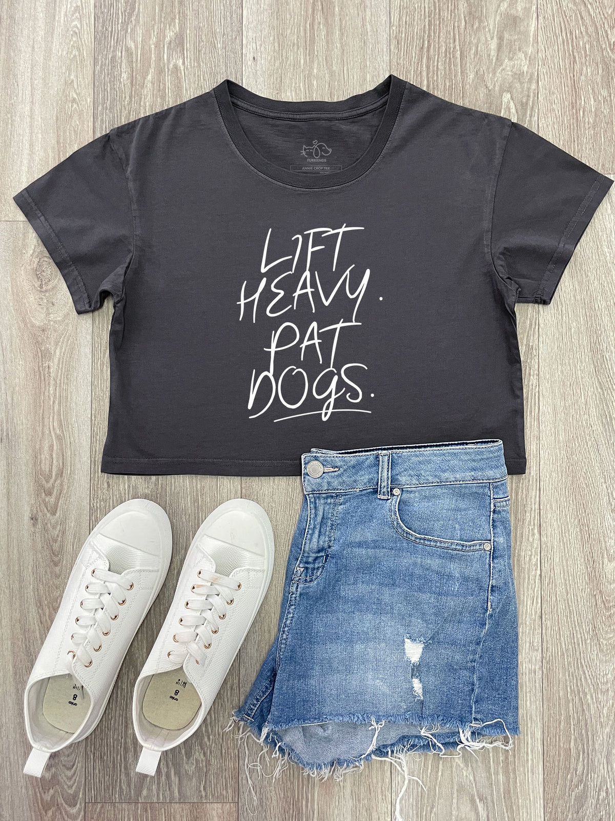 Lift Heavy. Pat Dogs. Annie Crop Tee