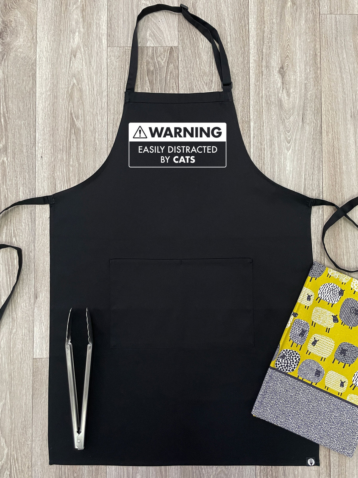 Warning Sign! Easily Distracted By Cats Bib Apron