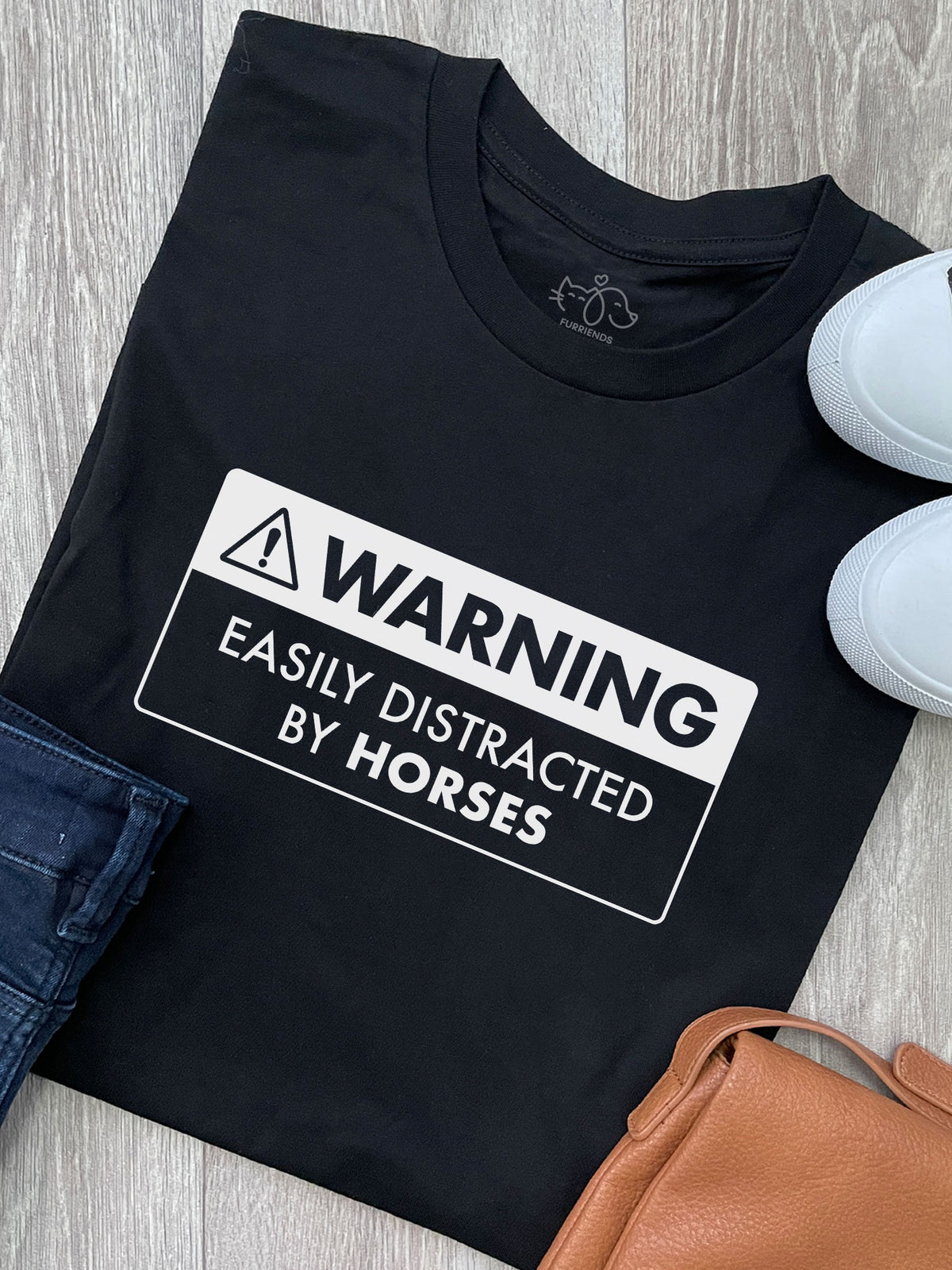 Warning Sign! Easily Distracted By Horses Ava Women&#39;s Regular Fit Tee