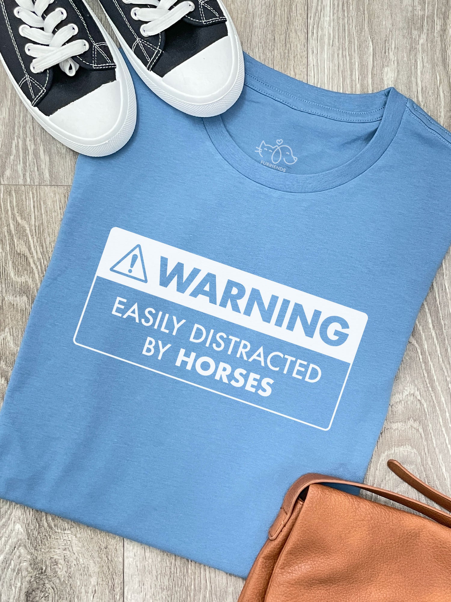 Warning Sign! Easily Distracted By Horses Ava Women's Regular Fit Tee