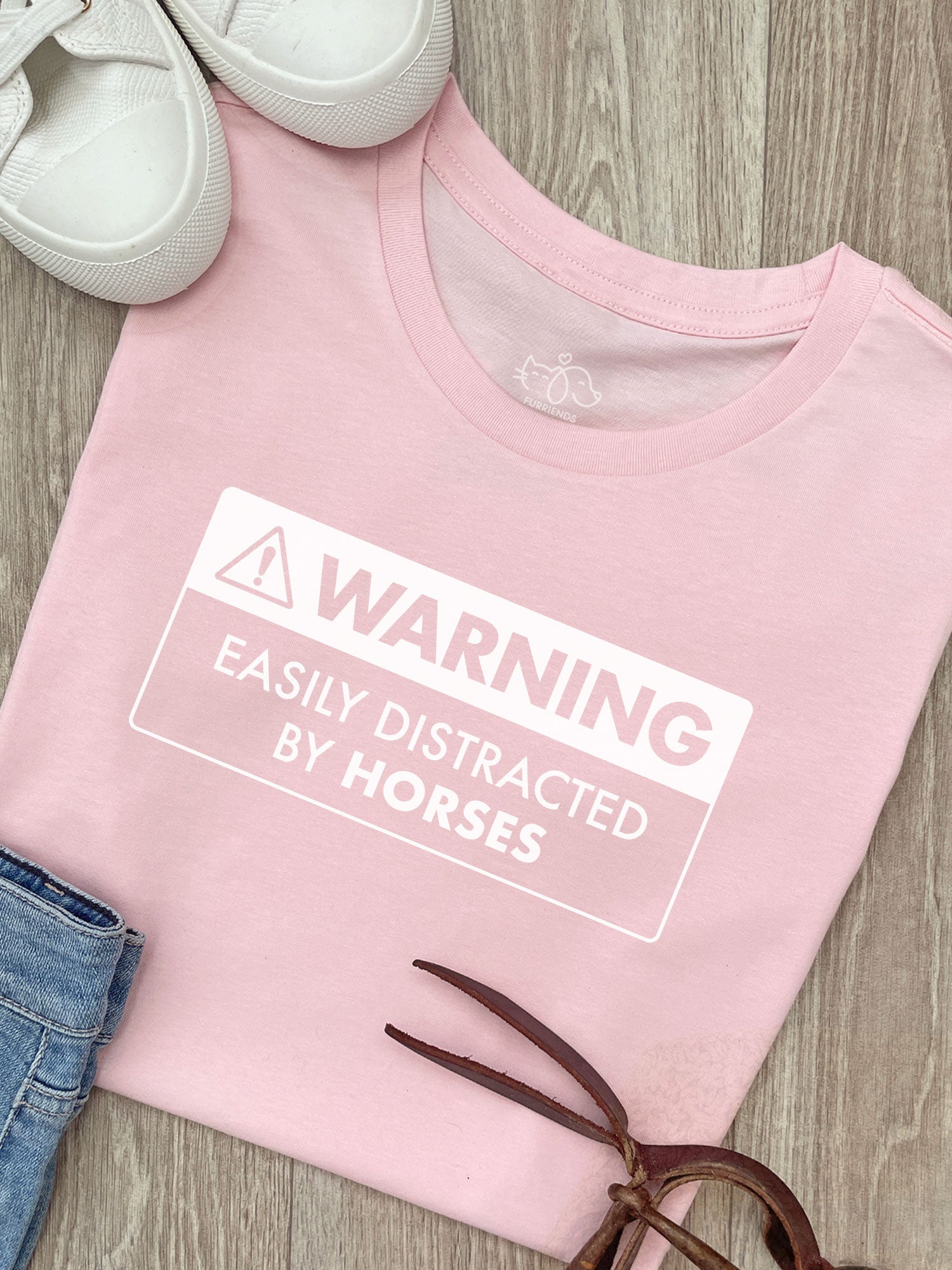 Warning Sign! Easily Distracted By Horses Ava Women's Regular Fit Tee