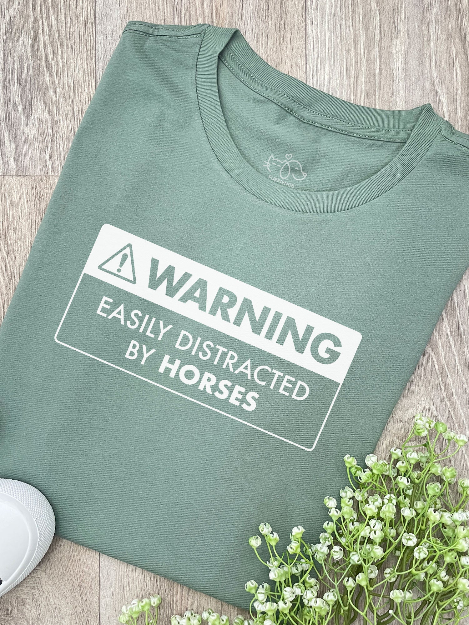 Warning Sign! Easily Distracted By Horses Ava Women's Regular Fit Tee