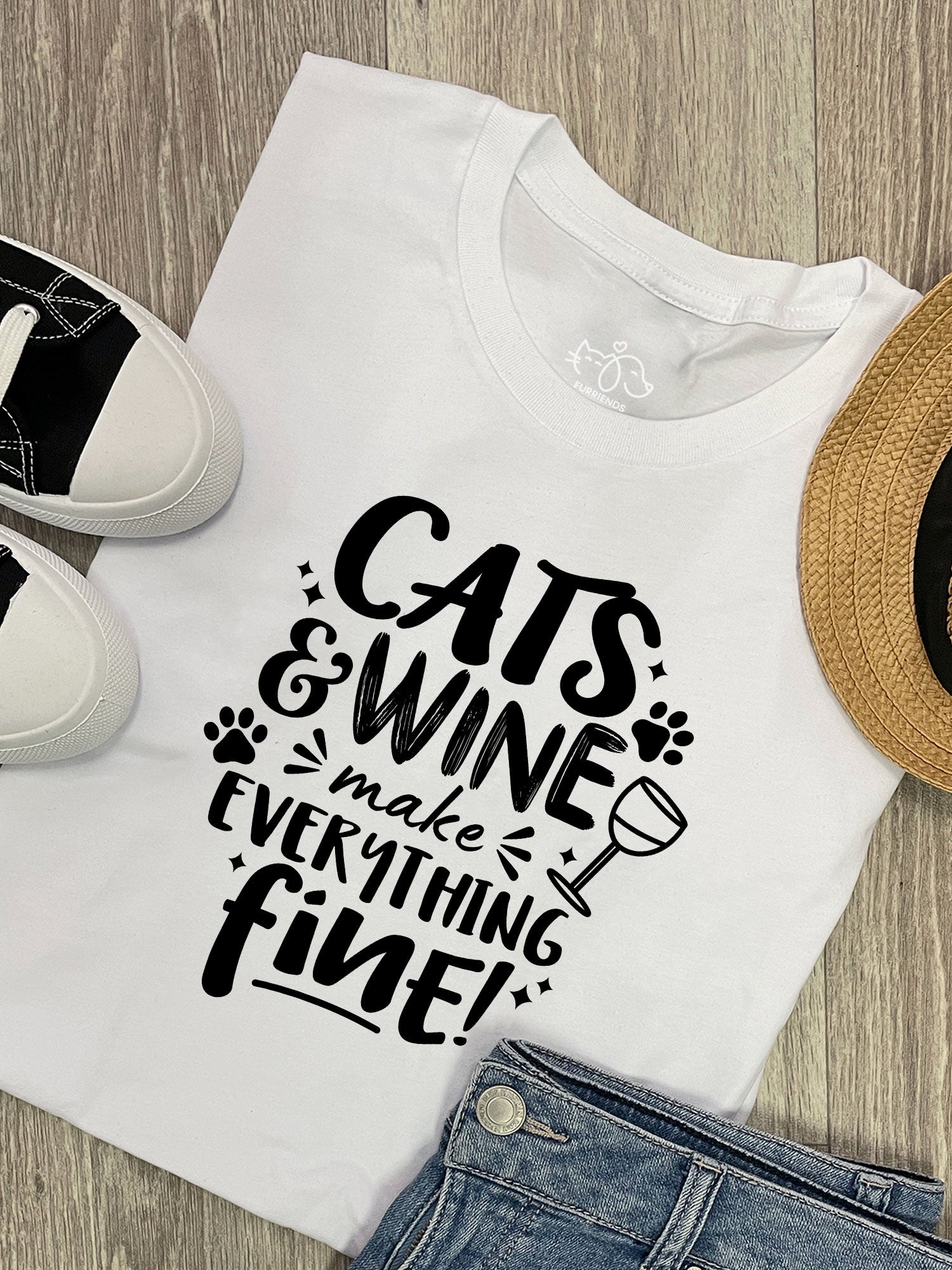 Cats & Wine Make Everything Fine Ava Women's Regular Fit Tee