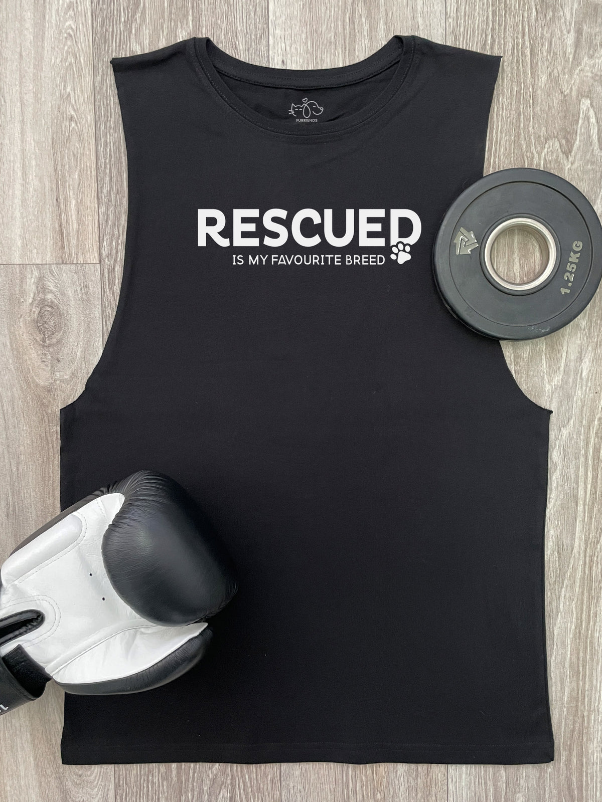 Rescued Is My Favourite Breed Axel Drop Armhole Muscle Tank