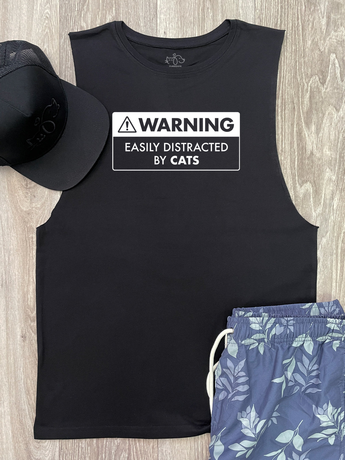 Warning Sign! Easily Distracted By... Customisable Axel Drop Armhole Muscle Tank