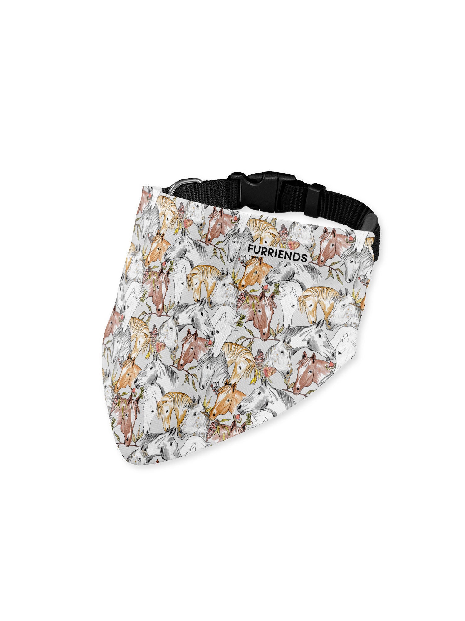 Curious Creatures Horse Lover Reversible & Customisable Dog Bandana With Collar