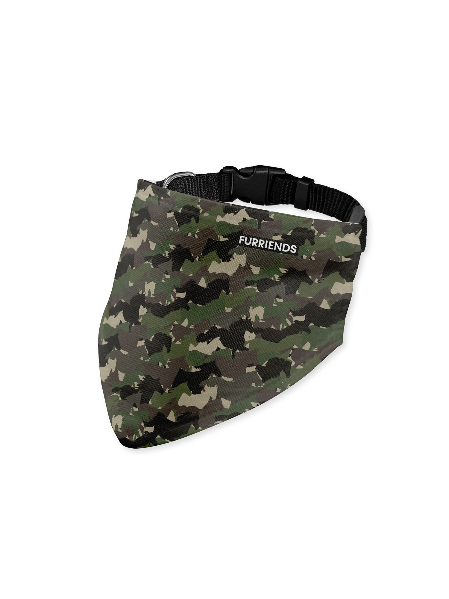 Camo Horses Reversible & Customisable Dog Bandana With Collar